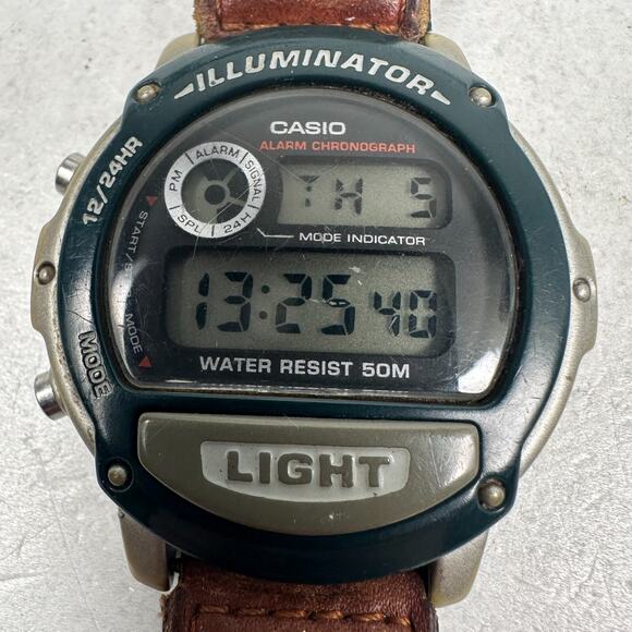 Casio Watch Mens 43mm Green Brown Illuminator Digital Sport New Battery READ - Picture 5 of 12
